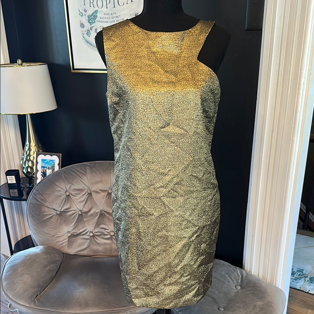 Saint Laurent Gold Halter Sheath Mini Dress